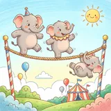 One Grey Elephant Balancing