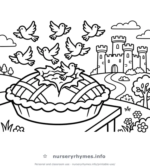 Sing a Song of Sixpence coloring page to print