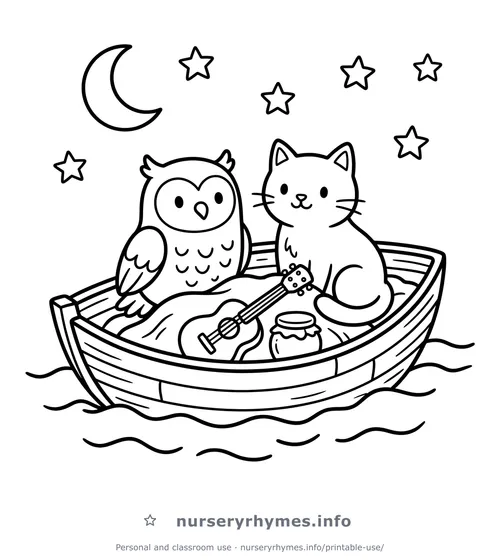 The Owl and the Pussycat coloring page to print