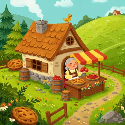 There Was an Old Woman Who Lived Under a Hill Illustration